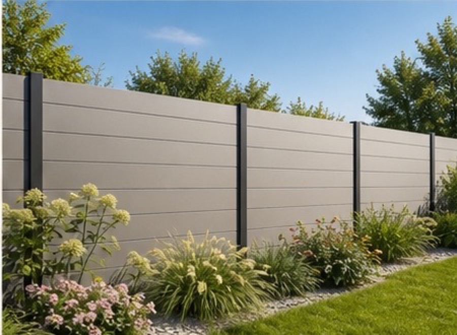 Gestalteter Gartenbereich mit Sichtschutz