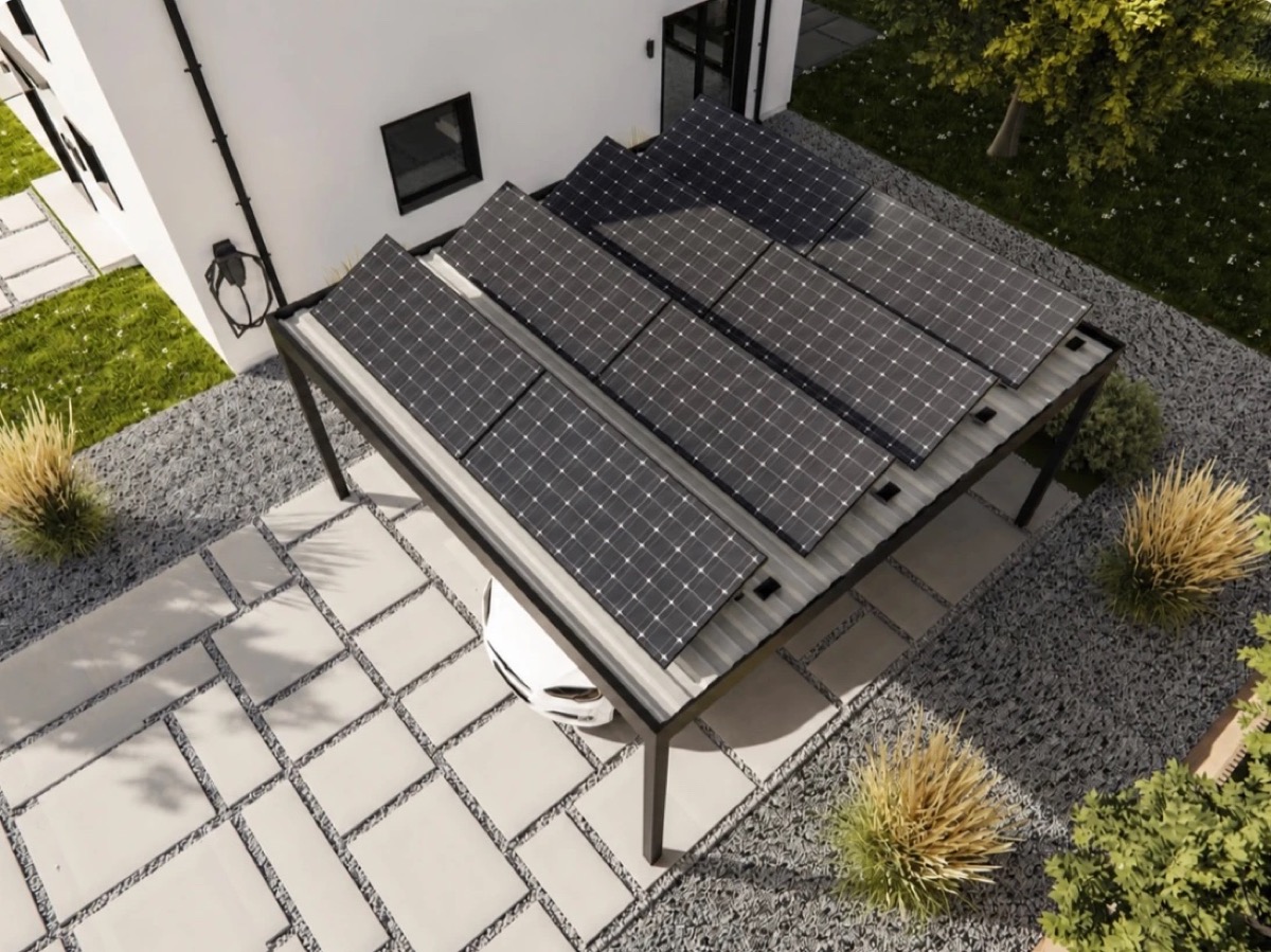 PV-Carport Flat Line mit schwarzen Solarmodulen