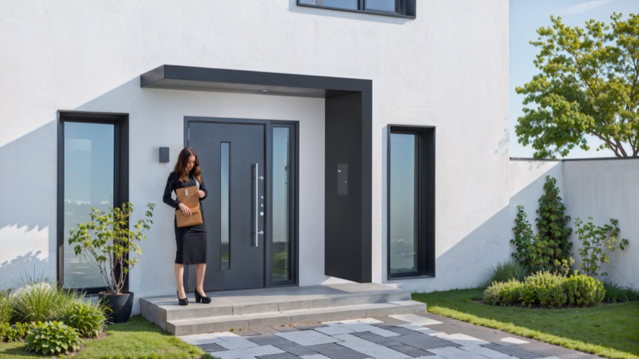 Vordach Front Line mit geradliniger Optik