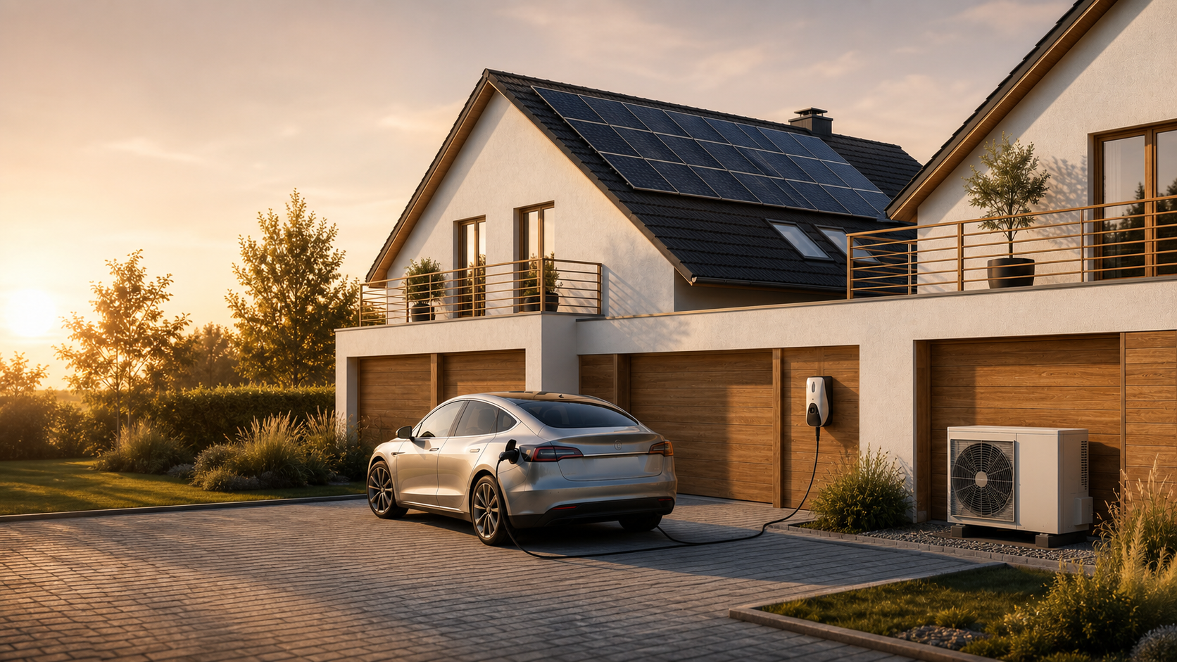 Wohnhaus mit Photovoltaik, Wallbox und Wärmepumpe